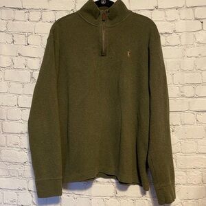 Polo Ralph Lauren Men's 1/4 Zip Pullover Size L Estate Rib Olive Green